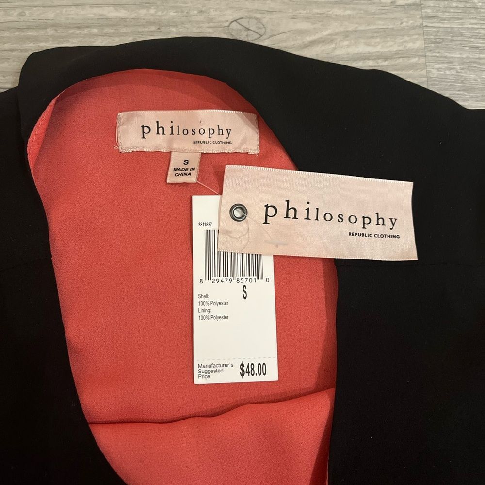 Women’s blouse size Small NWT black and pink philosophy top
